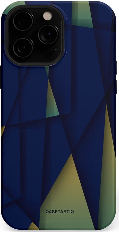 Casetastic Hoesje Geschikt voor Apple iPhone 13 Pro Max Magsafe - Stijlvolle Beschermende Duo-layer Case - Blauwgroene Driehoeken