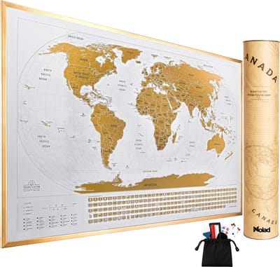 Kras Wereldkaart - Scratch Map - Wereldkaart Wanddecoratie - Wereldkaart Poster - 88 x 51,8CM - Wit
