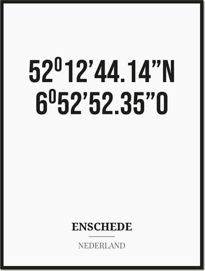 Poster/kaart ENSCHEDE met coördinaten