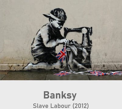 Allernieuwste.nl® Canvas Schilderij Banksy Kinderarbeid - Slave Labour - Kunst aan je Muur - Popart Street-Graffiti - 50 x 75 cm