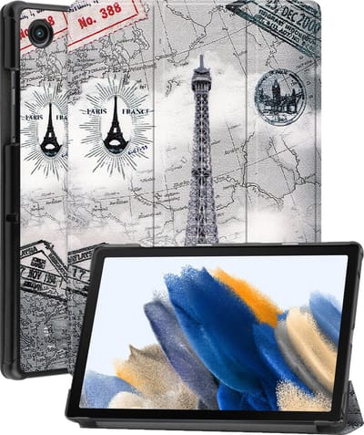 Hoesje - Geschikt voor Samsung Galaxy Tab A8 - Dun & Stevig - Hardcover Book Case - Trifold Bookcase Hoes - Hard Cover - Tablethoes - Eiffeltoren