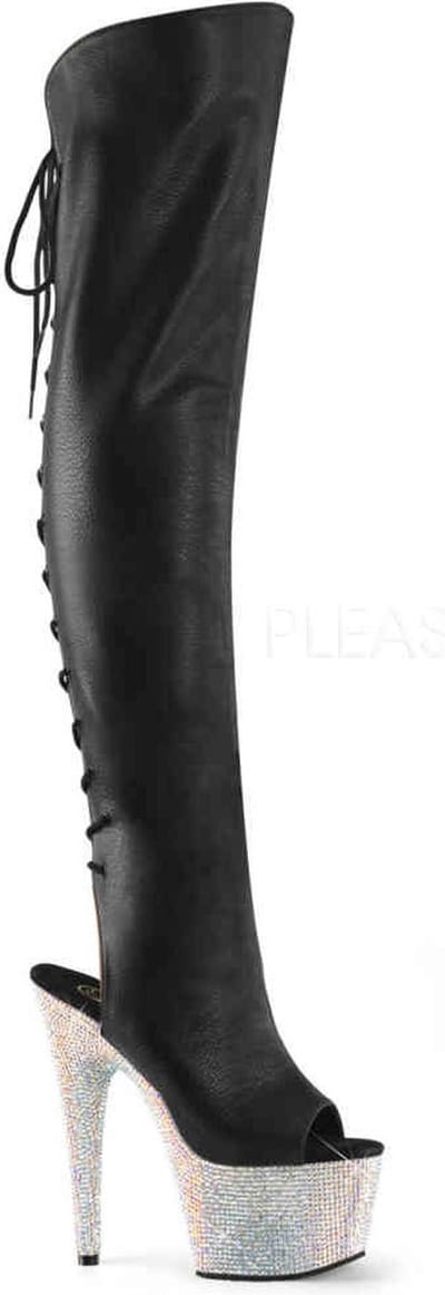 Pleaser Overknee Laarzen -35 Shoes- BEJEWELED-3019DM-7 Zwart