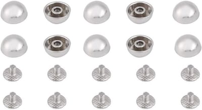 20 Stuks Paddestoel Rivets voor Leerbewerking - Zwarte en Zilveren Knoppen voor Riemen, Portemonnees en Handtassen, 12mm Grootte