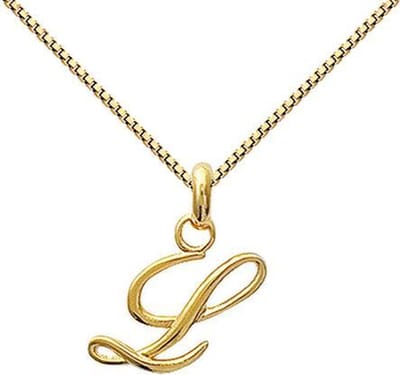 Amanto Ketting Letter L Gold - 925 Zilver Verguld - Alfabet - 10x18mm - 50cm