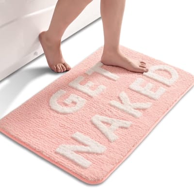 Badmat-40x60cm-Antislip badmat in de badkamer-Microvezel badmat met zacht gekleurde letters-Machinewasbare tapijten-roze