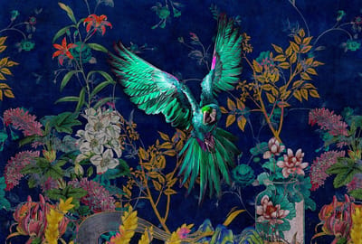 Fotobehang tropicalhero1 DD121896 Livingwalls Walls by Patel 3 Blauw Groen Vlies 270 x 400 cm (4 delen) 3D Fotobehang op maat