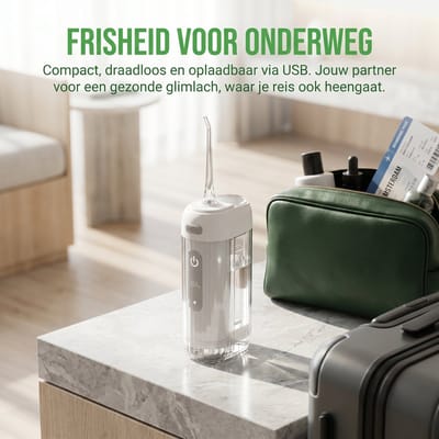 Draadloze Monddouche – Waterflosser – IPX7 Waterdicht – Oplaadbaar via USB – Draagbare Mondreiniger – Met 2 Opzetstukken – MULIN