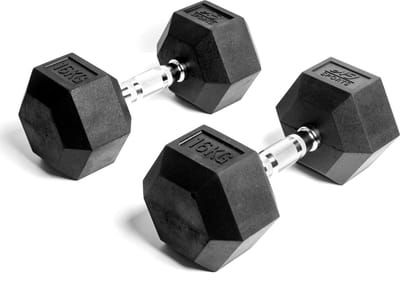 AJ-Sports Hex Dumbells 16kg - 2 x 16 kg Dumbell - Gewichten - Dumbells set - Gewichten set - Halterset - Fitness gewichten - Krachttraining - Fitness