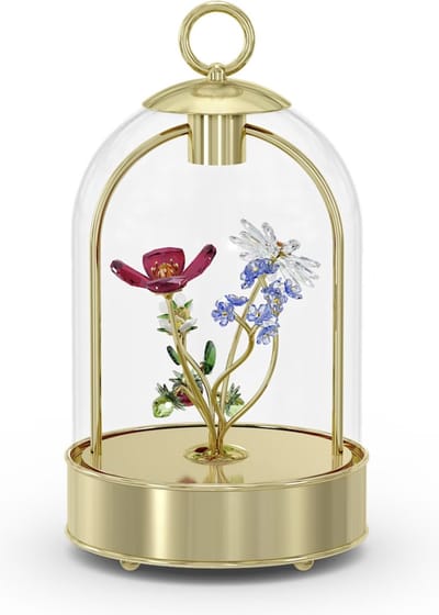 Swarovski Garden Tales Boeket 5646021 | decoratieve LED-lamp onder glazen stolp met goudkleurige toplaag, lentesfeer decoratie