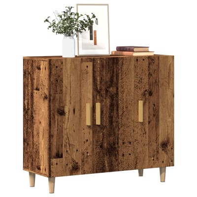 vidaXL - Dressoir - 90x34x80 - cm - bewerkt - hout - oud - houtkleurig