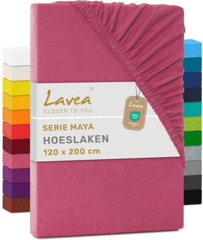 Lavea® Hoeslaken 120x200 cm – 100% Katoen, Zacht en Ademend – Geschikt voor Matrassen tot 20 cm – Jersey met Elastiek Rondom – Koraal
