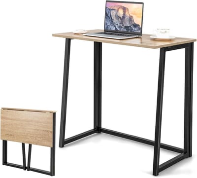 Opklapbaar Bureau - Laptop Tafel - Thuiswerken - Geen Montage - 31 Inch - Natuurlijk Hout