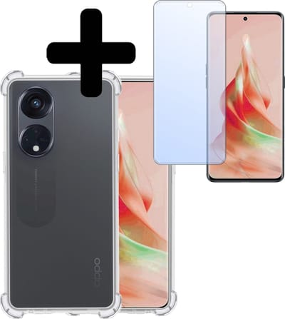Hoesje - Met Screenprotector - Geschikt voor OPPO Reno 8T 4G - Sterk & Shockproof - Siliconen Case - Back Cover - Telefoon Hoes - Shock Proof - Telefoonhoesjes - Transparant
