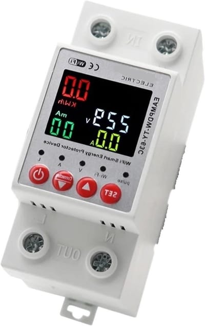Slimme Energiemeter - Stroommonitor Relais - Energie Verbruik Meten - App Bediening - 63A - Wit