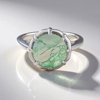 Cavill - Zilveren ring - 925 Sterling Zilver Geplatineerd - Mosagaat 2.65 ct Rond Brazilië - Filigraan Sieraad, Elegant, Tijdloos