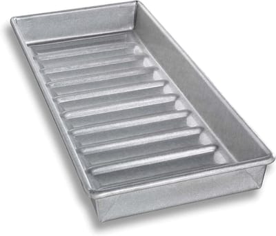 Hotdog Broodjes Bakvorm - Broodvorm Rechthoekig - Broodjes Bakken - Zware Gauge Aluminium - 38 x 15 cm - Grijs