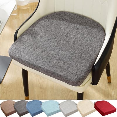 Donkergrijs, glad eetkamerstoelkussen, 45x45 cm, met decoratieve strik, zacht en dik, geschikt voor keukens en eetkamers, comfortabel zitvlak, antislip onderkant, creëert een stijlvolle interieurdecoratie.