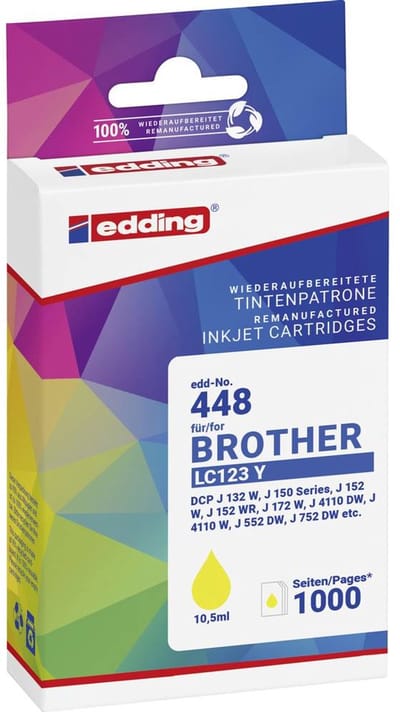 Edding Inktcartridge vervangt Brother LC-123Y Compatibel Geel EDD-448 18-448-01