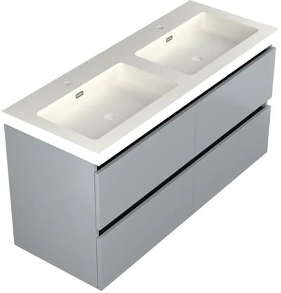 Dutchline Badmeubel Onderkast – Mat Grijs – 120x46cm – 4 Lades – 2 Uitsparingen