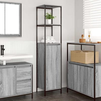 vidaXL - Badkamermeubel - met - planken - 36x35x165 - cm - grijs - Sonoma