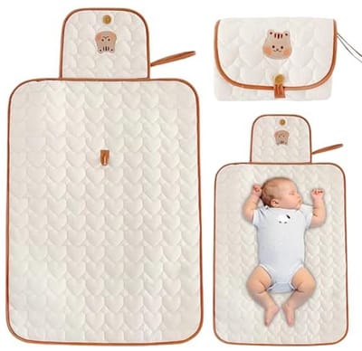 Draagbare baby aankleedmat van puur katoen - Wasbaar en vuilafstotend voor onderweg (70 x 50 cm)