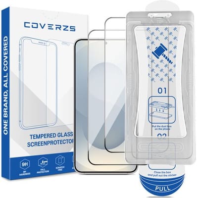 Coverzs Tempered Glass Screenprotector met Frame (2-Pack) geschikt voor Samsung Galaxy S25 Plus – Gehard Glas – Premium Schermbeveiliging