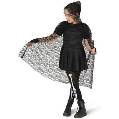 Cape zwarte kant One Size Feestkleding