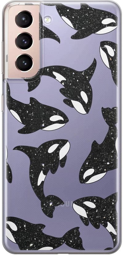 Hoesje geschikt voor Samsung Galaxy S21 Plus - Orka - Soft Case - TPU - Print - Transparant - Mooie Telefoonhoesjes