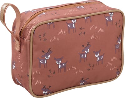 Fresk Toilettas voor Kinderen Unisex - Met rits & draaglus – Reistas met dubbel vak – Organizer – 24 x 17 x 7 cm - Bruin - Deer Amber Brown