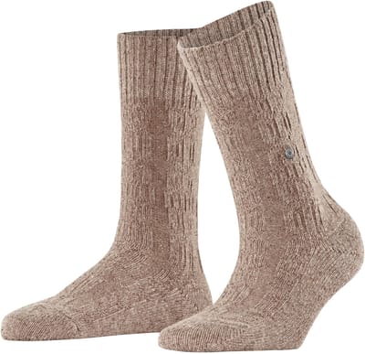 Burlington Rainy Boot gedessineerd wol zijde sokken dames beige - maat 36-41