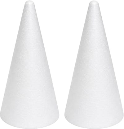 Piepschuim vormen - kegel - 2x - H26 x D12,5 cm - styropor hobby / DIY vorm - basis knutselfiguren