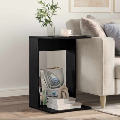 vidaXL - Bijzettafel - Zwart - Eiken - 40 - x - 38 - x - 62,5 - cm - Bewerkt - hout