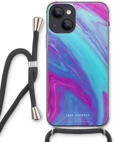 Case Company® - Hoesje met koord geschikt voor iPhone 13 mini hoesje met Koord - Zweverige regenboog - Telefoonhoesje met Zwart Koord - Bescherming aan alle Kanten en Over de Schermrand