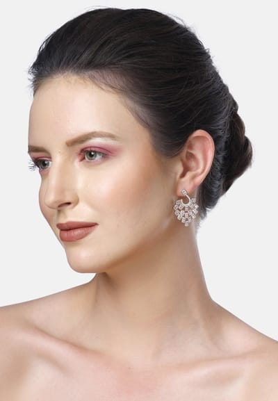 AVANT-GARDE PARIS AVANTC51L0W5-J11 - Oorknopjes - Roze - Metaal - Rhodium Plated - Roze Cubic Zirkonia - 2,5x3,5 cm - Post En Back - Voor Vrouwen
