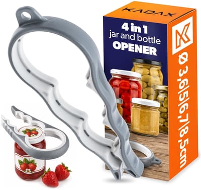 KADAX-potopener voor schroefdeksels, potopener met 4 maten, potopener van kunststof, dekselopener voor potten met schroefdeksels, flesopener voor senioren