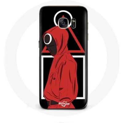 Samsung Galaxy S7 hoesje Inktvis Spel logo symbolen driehoek vierkante cirkel Zwarte achtergrond zwart