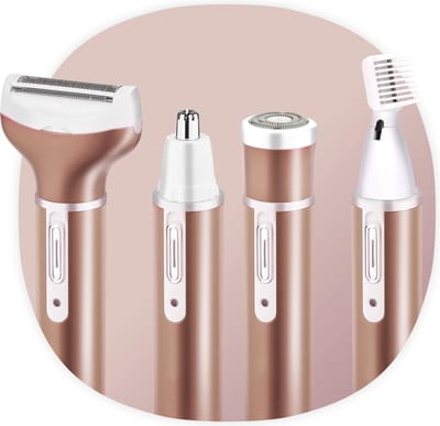 Smart-Tech® Ladyshave 4-in-1 - Scheerapparaat voor Vrouwen - Oplaadbaar - Gezicht, Bikinilijn, Wenkbrauw, Neus & Oor - Rose Goud