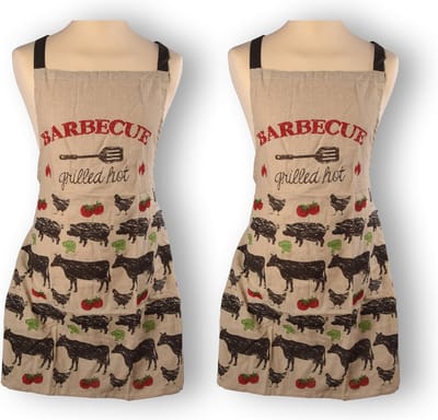 Schort- 100% Katoen -2 stuks- Koken & Barbecueën - 83cm Lang
