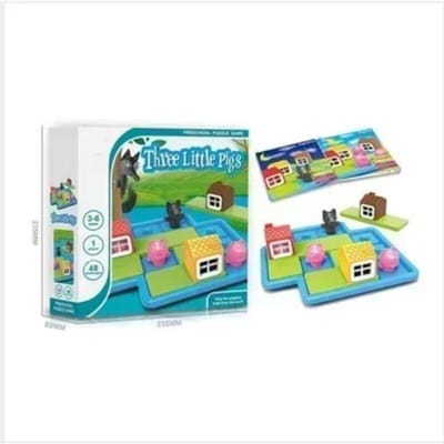 Drie Kleine Varkentjes Slim Verstoppertje Bordspellen met Oplossing Vaardigheidsontwikkelend Puzzel Logisch Spel Kinderen Trainingsspeelgoed Cadeau blue