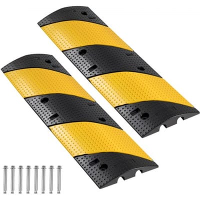 VEVOR 100cm kabelbeschermer, 9979 kg draagvermogen, 2-kanaals rubberen kabelbeschermer, struikelbeschermer, vloerbedekking, voor ruimtes met hoge drempels, thuis, kantoor, magazijn, 2-pack