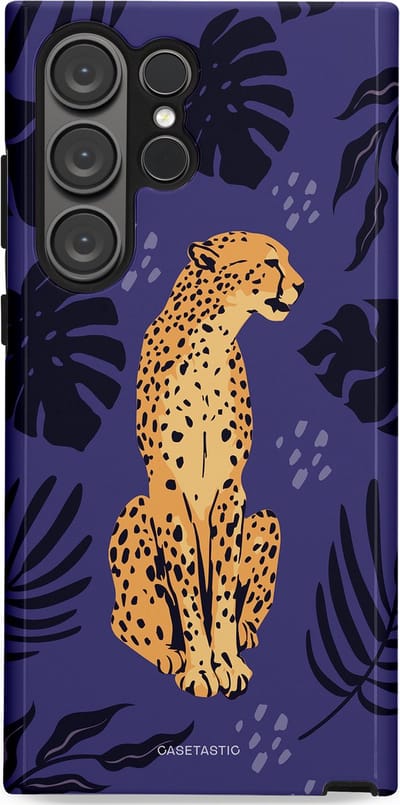 Casetastic Hoesje Geschikt voor Samsung S23 Ultra - Stijlvolle Beschermende Duo-layer Case - Cheetah elegantie