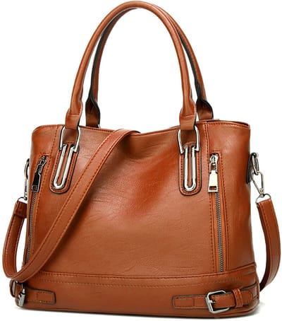 Damen Handtas PU Leder Top Griff Tas - Groot Volumineus - Bruin