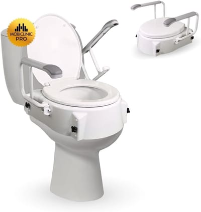 Toilet Verhoger - Toilet Lift - Ondersteuning bij Toiletgang - Inklapbare Armleuningen - Verstelbare Hoogte 5-15 cm - Wit