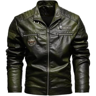 Heren Leren Jas Heren PU Leer Jas Motor Kleding Fleece Leren Jas Heren Jas Heren 4XL