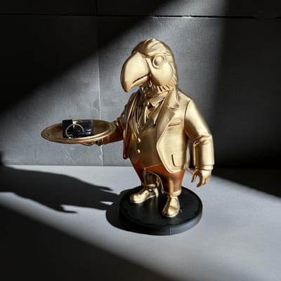 Papegaaien Decor Butlertafel Champagneschaalhouder Sleutelhouder Vogelbeeld Vogelliefhebber Cadeau | 50 cm / 19.7 inch / Goud