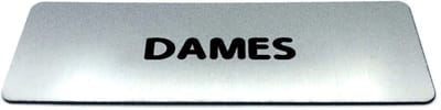 Deurbordje RVS-Look met tekst dames - Ronde letter - Formaat 150 mm x 50 mm x 1,6 mm - Zelfklevend | Geborstelde RVS-look toplaag | Gratis Verzending | Decoporta