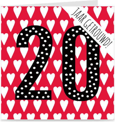 20 JAAR GETROUWD | kaart / wenskaart met envelop | voor trouwdag / huwelijksjubileum