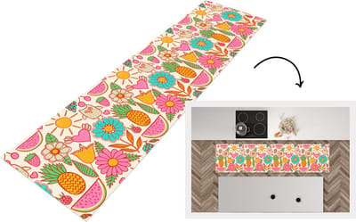 Keukenloper - Loper keuken - Uil - Regenboog - Bloemen - Kinderen - Patroon - 200x50 cm - Keukenloper vinyl