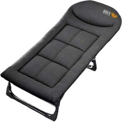 Opklapbed Volwassenen - Campingbed Gastenbed - Buiten Ontspannen - Verstelbare Rugleuning - 138 x 58 cm - Zwart
