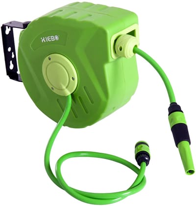 Mercadome® Tuinslanghaspel - Tuinslanghouder - Wandslanghouder - Wandslangbox - Gebruiksvriendelijk - 10 meter - 180° draaibaar - Groen